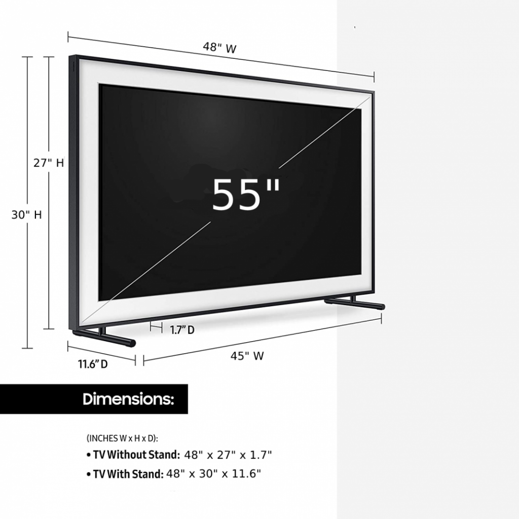 ¿Cuáles son las dimensiones del televisor de 55 pulgadas?