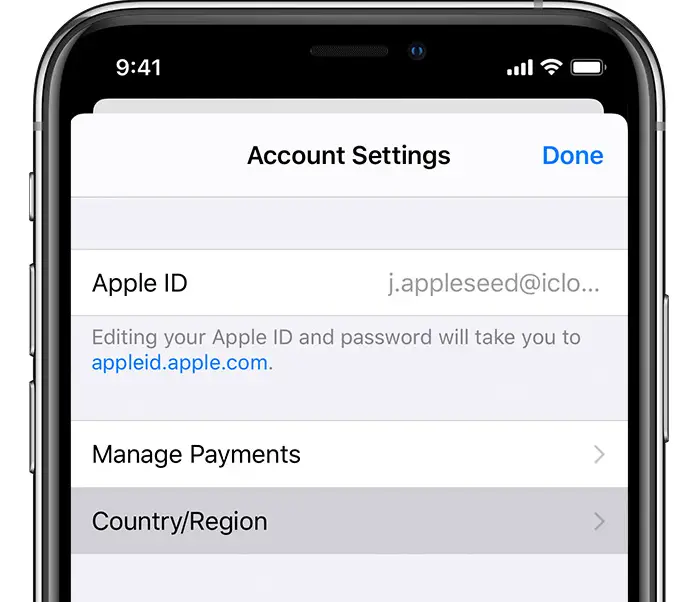 Cambiar la región del ID de Apple